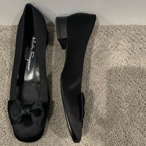 Dressy black satin flats
